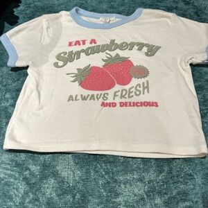Full Tilt babytee with strawberry print. Fruit motif, Spring, Summer, beach